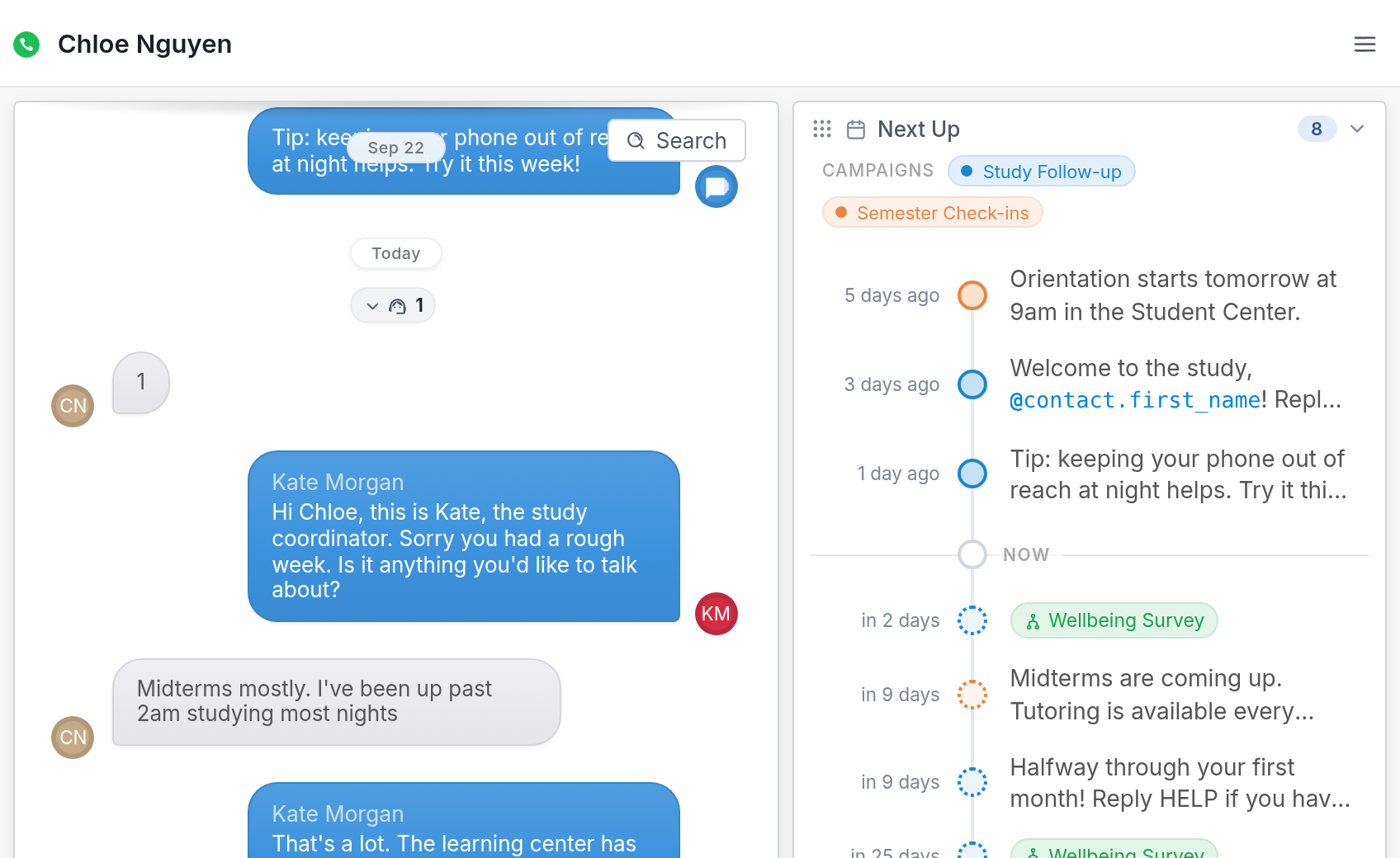 Time-based reminder campaigns that keep students and participants on track.