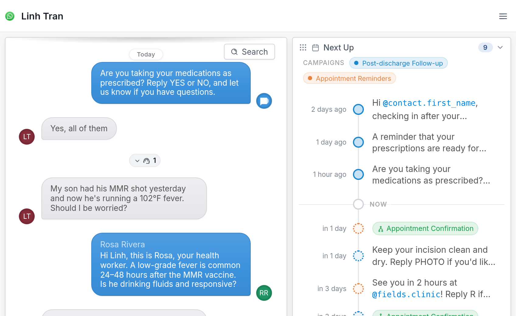 Time-based reminder campaigns that keep patients on schedule.
